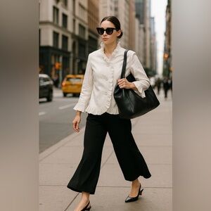 Ruffled Jerry T white blazer SZ L